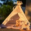 Miniature Camping Tent with Rural Flower Pattern 1/12 Doll House Decoration Scene Setting Props Accessories House Furniture view 2