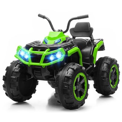 24V Kids ATV 4 Wheeler, Ride on Toys for Big Kids w/ 2 Speed, Led Light, Spring Suspension, Bluetooth, Music, 24 Volt Ride on Electric Quad for Boy & Girl Ages 3+ Green