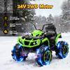 24V Kids ATV 4 Wheeler, Ride on Toys for Big Kids w/ 2 Speed, Led Light, Spring Suspension, Bluetooth, Music, 24 Volt Ride on Electric Quad for Boy & Girl Ages 3+ Green view 2