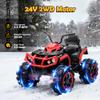 24V Kids ATV 4 Wheeler, Ride on Toys for Big Kids w/ 2 Speed, Led Light, Spring Suspension, Bluetooth, Music, 24 Volt Ride on Electric Quad for Boy & Girl Ages 3+ Red view 2