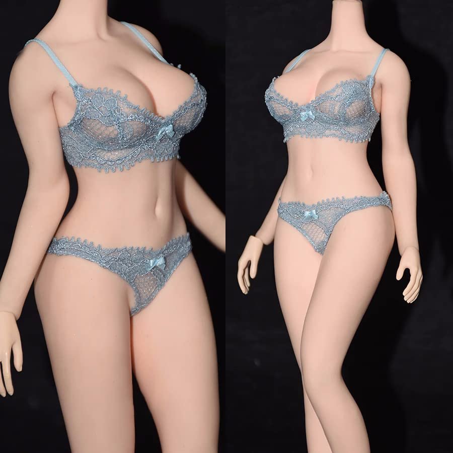 1/6 Scale Female Clothes, Handmade Costume Lace Underwear Suit Briefs Clothing Set Model for 12inches TBLeague/PH /JO Seamless Figure Body (Blue)