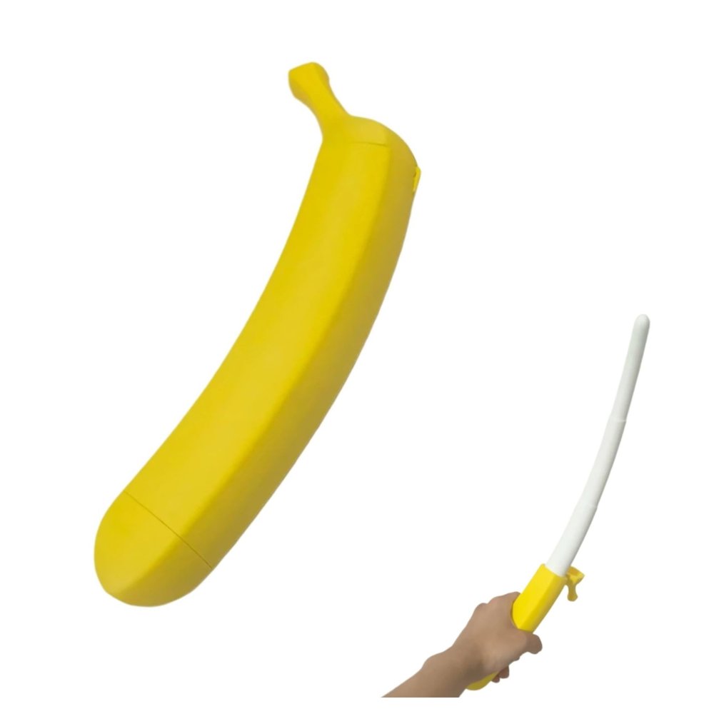 3D Printed Plastic Banana Wand Extendable Banana Sword Holiday Role-Playing Prop Toy for Boys and Girls (White)