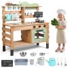 gihusrzx Mud Kitchen for Kids, Outdoor Play Pretend with Stoves, Removable Sink, Faucet, Blackboard, Cooking Accessories, Wooden Kids Faucet Kitchen Playset Backyard Garden Toys Gift Burlywood view 1