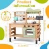 gihusrzx Mud Kitchen for Kids, Outdoor Play Pretend with Stoves, Removable Sink, Faucet, Blackboard, Cooking Accessories, Wooden Kids Faucet Kitchen Playset Backyard Garden Toys Gift Burlywood view 2