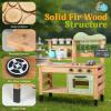 gihusrzx Mud Kitchen for Kids, Outdoor Play Pretend with Stoves, Removable Sink, Faucet, Blackboard, Cooking Accessories, Wooden Kids Faucet Kitchen Playset Backyard Garden Toys Gift Burlywood view 4