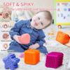 Soft Spiky Sensory Balls & Soft Building Blocks Bundle, Montessori STEM: Textured Shapes for Sensory Development, 42-Piece Rubber Blocks with Storage Bag, for Babies 6-18M & Toddlers 1-3, Easter Gifts view 2