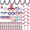 2026 World Soccer Sport Cup Fan Gear Set 2026 Patriotic Soccer Fan Accessories USA National Team Fans Kit Game Day Whistle Flag Tattoo Headband Garland Kit for Football Fans Gift Parades Supplies view 1
