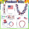 2026 World Soccer Sport Cup Fan Gear Set 2026 Patriotic Soccer Fan Accessories USA National Team Fans Kit Game Day Whistle Flag Tattoo Headband Garland Kit for Football Fans Gift Parades Supplies view 2
