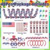 2026 World Soccer Sport Cup Fan Gear Set 2026 Patriotic Soccer Fan Accessories USA National Team Fans Kit Game Day Whistle Flag Tattoo Headband Garland Kit for Football Fans Gift Parades Supplies view 3