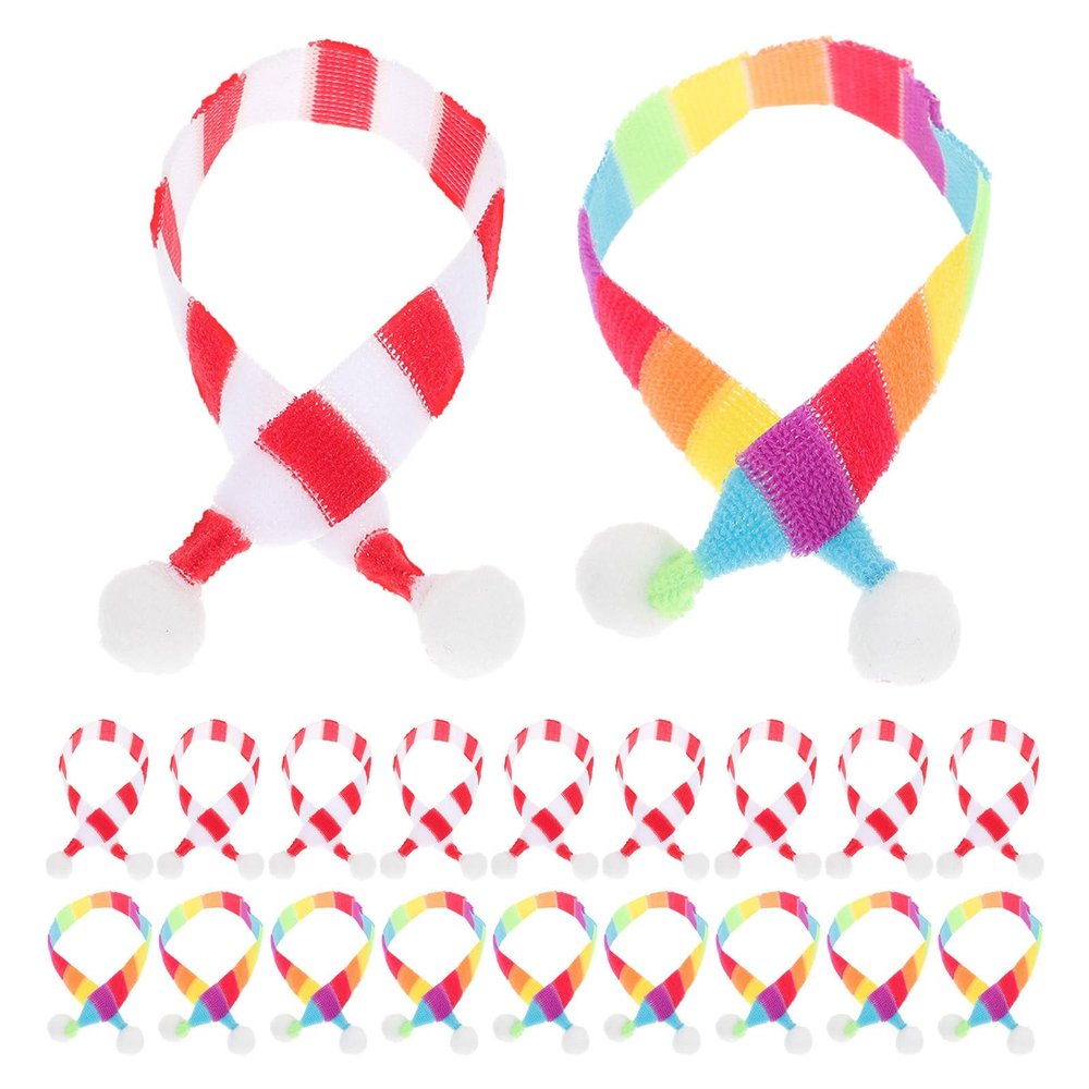 TOYANDONA 20PCS Mini Christmas Scarves for Crafts - Tiny Knitted Scarf for Snowman Bear Dolls - Miniature Wine Bottle Decor Small Pets Costume Accessory 22cm
