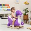 Qaba Baby Rocking Horse, Kids Ride on Dragon Toy with Realistic Dragon Roar and Safety Belt, Plush Animal Rocker for Kids 1836 Months, Purple view 2
