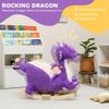 Qaba Baby Rocking Horse, Kids Ride on Dragon Toy with Realistic Dragon Roar and Safety Belt, Plush Animal Rocker for Kids 1836 Months, Purple view 3
