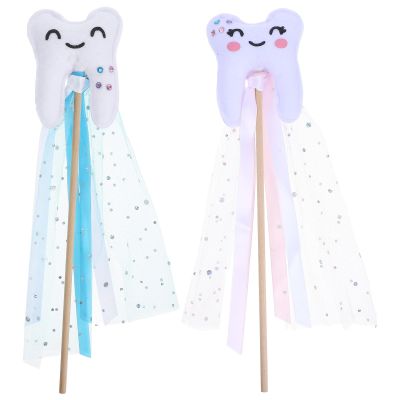 LIOOBO 2pcs Tooth Fairy Wand: Halloween Tooth Shaped Fairy Sticks Princess Wands for -Themed Events Birthday Party Cosplay Performance