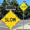 QIUFANGM Solar Powered LED Speed Slow Safety Sign, 24 Inch Road Warning for Driveways, Residential, Streets, Crosswalks, Engineering Grade Reflective Aluminum view 1
