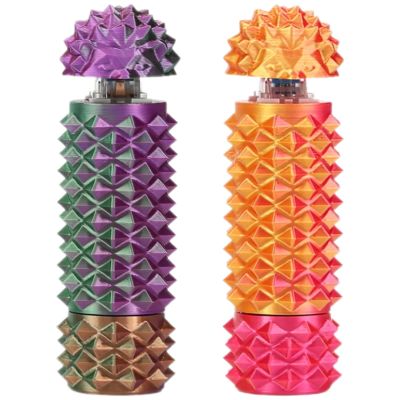 ZyCooom 2 Upgraded Spiky Fidget Roller with Clicker & Spinner, Enlarged, Bold Design for Stress Relief, Focus, and Sensory Engagement, Portable Pocket Toy -Red/Gold
