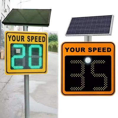 QIUFANGM Solar Powered LED Speed Limit Signs, Reflective Aluminum Radar Traffic Display for Warning on Private Roads(B)