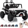 2 Seater Ride on Car for Kids, 24V Ride on Toy, Fast 4.97MPH Truck, 4WD Kids Electric Vehicles with Remote Control, Spring Suspension, Front & Behind LED Lights, Dual Storage, 3 Speeds, Music, White view 1