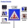 QIUFANGM Solar LED Street Warning Sign, Square Aluminum Crosswalk, 3M Reflective Film, IP65 Waterproof view 2