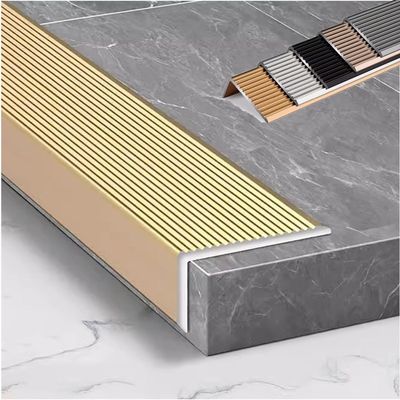 10-Pack Metal Stair Nosing Edge Trim, 36in 48in Aluminum Stair Step Edge Protector Non-Slip Transition Strip for Indoor Outdoor(Gold,15pcs-48/120cm)