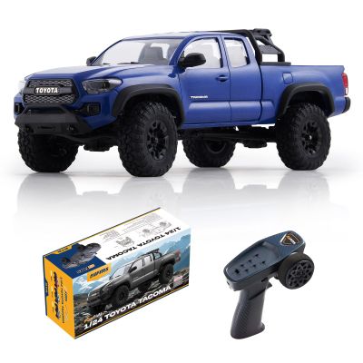 FMS 1/24 FCX24M Toyota Tacoma RC Crawler, Officially Licensed RC Truck 2 Speeds Switch with LED Lights, Off-Road RC Model for Adults (Blue)
