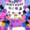 Jenaai 46 Pcs Kpop Birthday Party Supplies Kpop Music Dark Purple Decorations Set Include Banner, Notes Foil Balloons, Tablecloth, Foil Curtains, Fun Photo Props for Boys Girls Prom Party Favors view 1