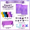 Jenaai 46 Pcs Kpop Birthday Party Supplies Kpop Music Dark Purple Decorations Set Include Banner, Notes Foil Balloons, Tablecloth, Foil Curtains, Fun Photo Props for Boys Girls Prom Party Favors view 2