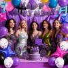 Jenaai 46 Pcs Kpop Birthday Party Supplies Kpop Music Dark Purple Decorations Set Include Banner, Notes Foil Balloons, Tablecloth, Foil Curtains, Fun Photo Props for Boys Girls Prom Party Favors view 3