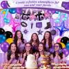 Jenaai 46 Pcs Kpop Birthday Party Supplies Kpop Music Dark Purple Decorations Set Include Banner, Notes Foil Balloons, Tablecloth, Foil Curtains, Fun Photo Props for Boys Girls Prom Party Favors view 4