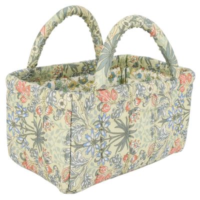 ANKICK Small Storage Basket Organizer, Mini Fabric Floral Storage Baskets with Handle, Quilted Portable Collapsible Storage