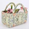 ANKICK Small Storage Basket Organizer, Mini Fabric Floral Storage Baskets with Handle, Quilted Portable Collapsible Storage view 3