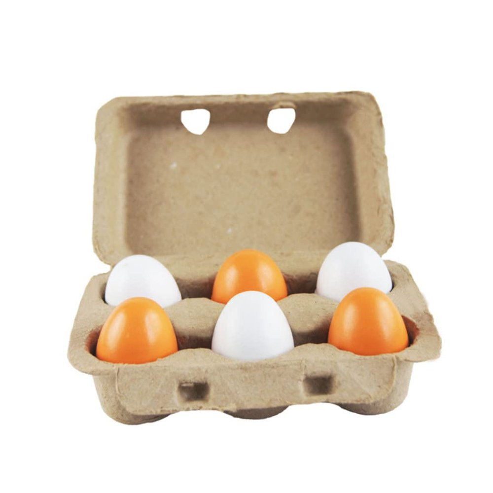 6Pcs Wooden Eggs Creative Pretended Play Toys Separable Eggs Enlighten Toys Kids Kitchen Plaything