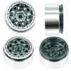 1.9" Aluminum Beadlock Wheels, Honeycomb Design Rims for 1/10 RC Crawler TRX4 TRX6 SCX10 SCX10 II 90046 SCX10 III AXI03007 D90, 4PCS, Titanium and Silver view 2