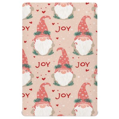 Pfrewn Christmas Fitted Crib Sheet Christmas Gnome Cute Joy Pink Elf Mattress Sheet for Standard Baby Playard Sheet, Soft Toddler Mattress Sheet, 52x28x9IN Sheet for Boys Girls