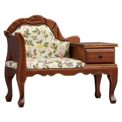 1 12 Scale Dollhouse Furniture Miniature Accessories Vintage Wooden Sofa with Drawer,1/6 Mini Victorian Bench Chair Lounge for Dollhouse Living Room Decoration