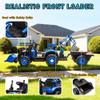 24V Electric Ride-On Tractor with 4-in-1 Attachments  Excavator, Dump Truck, Bulldozer, Remote Control, 3-Speed Adjustable, Music & LED Tail Light, Swivel Seat & Detachable Wagon (Blue) view 4