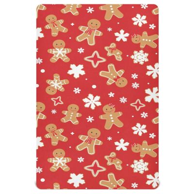 Pfrewn Christmas Fitted Crib Sheet Gingerbread Man Snow Christmas Cookie Mattress Sheet for Standard Baby Playard Sheet, Soft Toddler Mattress Sheet, 52x28x9IN Sheet for Boys Girls