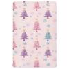 Pfrewn Christmas Fitted Crib Sheet Pink Christmas Tree Star Snowflakes Mattress Sheet for Mini Baby Playard Sheet, Soft Toddler Mattress Sheet, 39x27x5 in Sheet for Boys Girls view 2