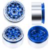 1.9" Aluminum Beadlock Wheels, Honeycomb Design Rims for 1/10 RC Crawler TRX4 TRX6 SCX10 SCX10 II 90046 SCX10 III AXI03007 D90, 4PCS, Blue and Silver view 2