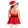 Alvivi Christmas Dance Dress Santa Girls Costume Figure Ice Skating Feather Trims Holiday Party Tutu Dress with Hat Red 4 Years view 2