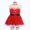 Alvivi Christmas Dance Dress Santa Girls Costume Figure Ice Skating Feather Trims Holiday Party Tutu Dress with Hat Red 4 Years view 3