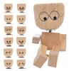 Foleto Shaking Feet Wooden Doll for Car Dashboard - 3 inch Solid Wood Figurine with 12 Magnetic Expressions, Spring Leg Mechanism Moves with Vibration, Handmade Desk Decor for Home Office view 1