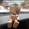 Foleto Shaking Feet Wooden Doll for Car Dashboard - 3 inch Solid Wood Figurine with 12 Magnetic Expressions, Spring Leg Mechanism Moves with Vibration, Handmade Desk Decor for Home Office view 4