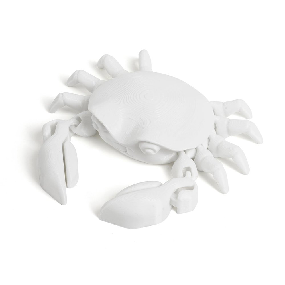 3D Printed Animals Mini 3D Printed Toy Hermit Crab Movable Joints for Home Office Executive Desk Decoration-White||8.5cm