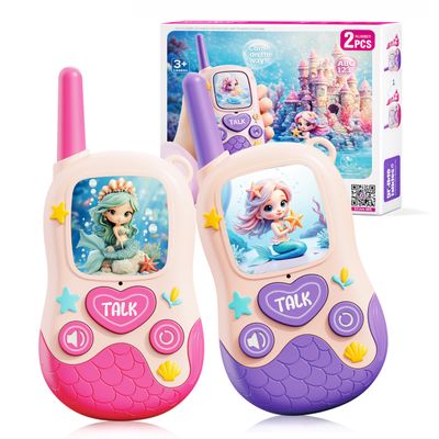 Walkie Talkies Toys for Kids:Mermaid Toys 2 Pack Birthday Gifts for 3 4 5-7 8 Year Old Girls Toy for 4 5 6 7 8-10 Year Old Camping Outdoor Games,Easter Christmas Stocking Stuffers for Girls Kids