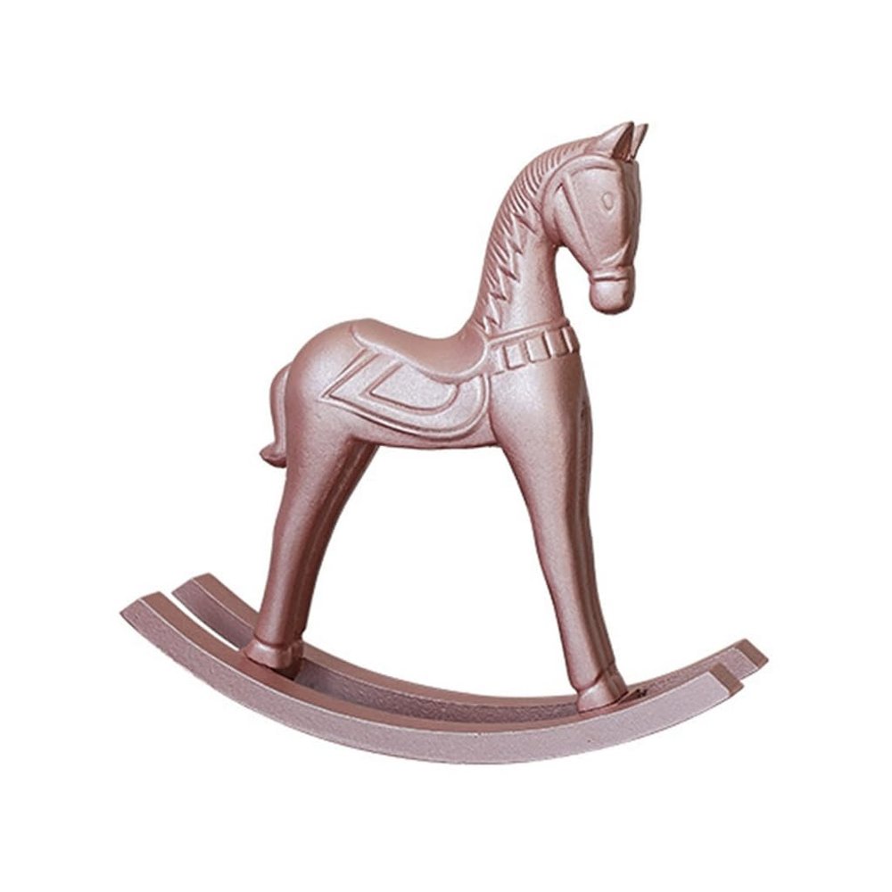 ECVGHD Handcrafted Wood Pink Rocking Horse Mini Figurine Nursery Or Living Room Decors