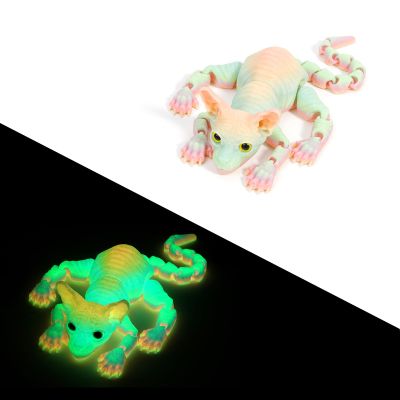3 d Printed Animals Fidget Animals Sphynx Cat Movable Joints for Home Office Executive Desk Decoration-Luminous Rainbow||29.5cm