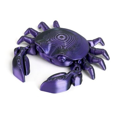 3D Printed Animals Mini 3D Printed Toy Hermit Crab Movable Joints for Home Office Executive Desk Decoration-Laser Purple Black||8.5cm