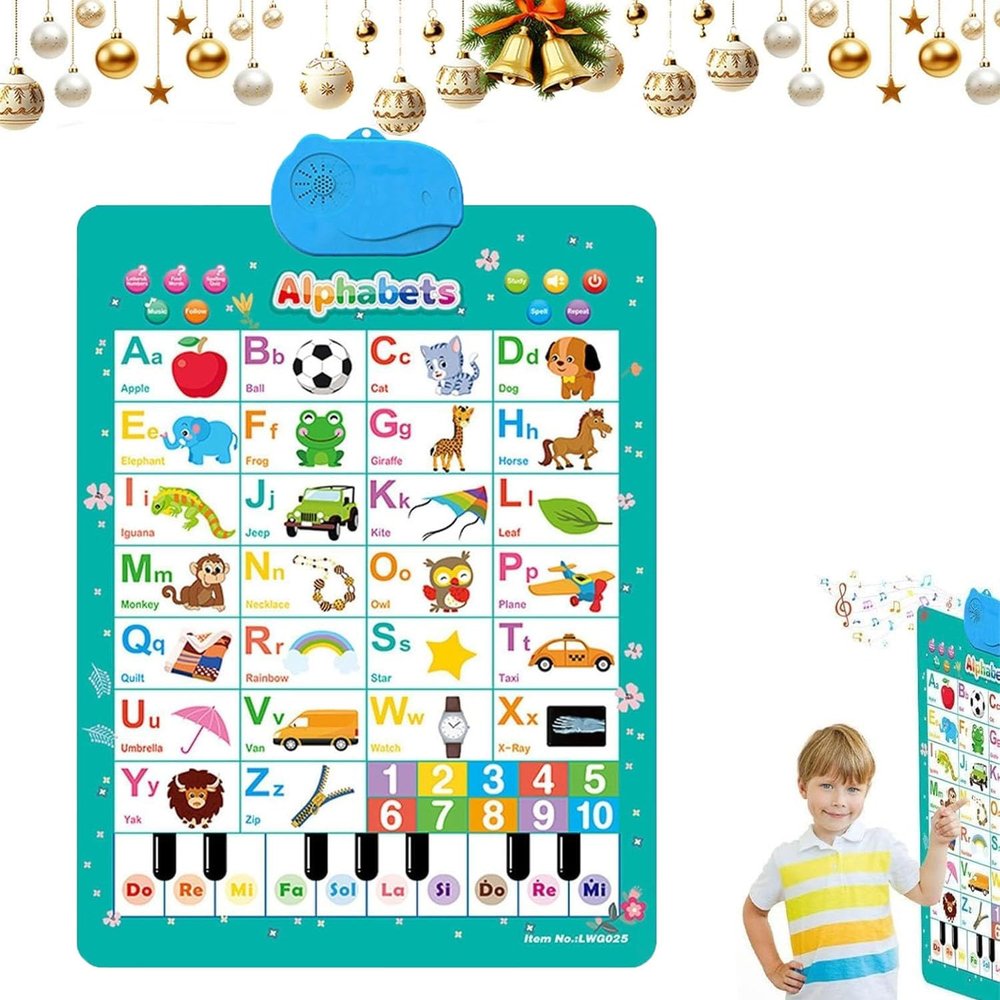 Electronic Alphabet Wall Chart, Educational Talking Poster Wall Chart with Music & Musical Notes & Preschool Learning, Kids Alphabet Learning Toys