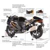 1/6 Scale Alloy Dynamic Motorcycle Model - Simulation Bike with Ignition System Smoke Spray, Immersive Light & Sound Effects Gift for Enthusiasts (White) view 3