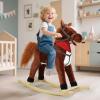 PAPABA Plush Rocking Horse for Toddlers Age 1-6, Wooden Rocker with Moving Mouth & Wagging Tail, Musical with Sounds, 50kg Capacity Dark Brown Small view 4